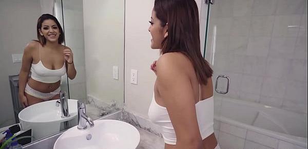  Latina vixen Mia Martinez pounded hard in bathroom quickie